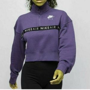 Nike Women's  Air 1/2 Zip Crop Top Sanded Purple/Black CV8578